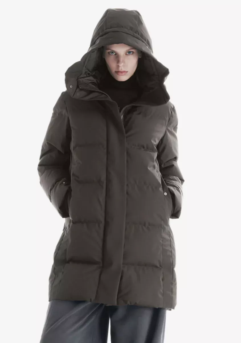 Krakatau-Cassini quilted parka-Qw539--861 Dark fossil-GRIJS