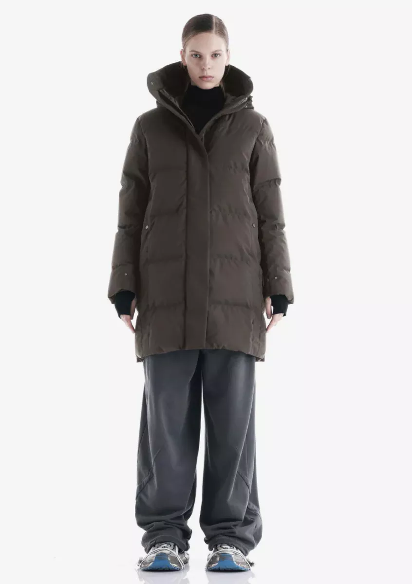 Krakatau-Cassini quilted parka-Qw539--861 Dark fossil-GRIJS