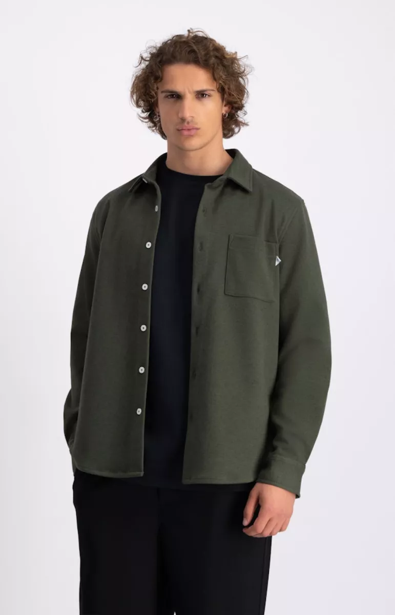 Law of the Sea-Troy soft herringbone shirt-10269-411 tea leaf-LEGERGROEN