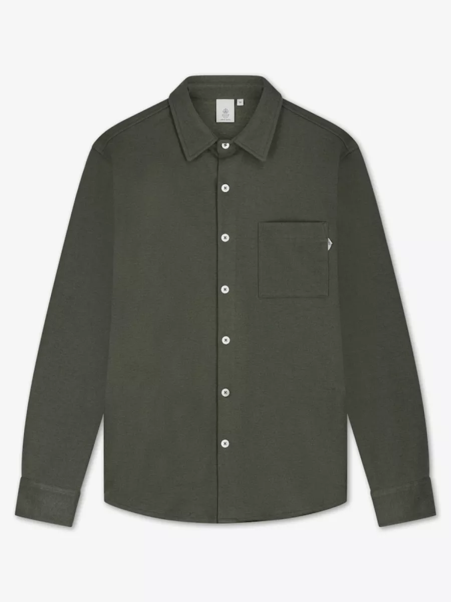 Law of the Sea-Troy soft herringbone shirt-10269-411 tea leaf-LEGERGROEN