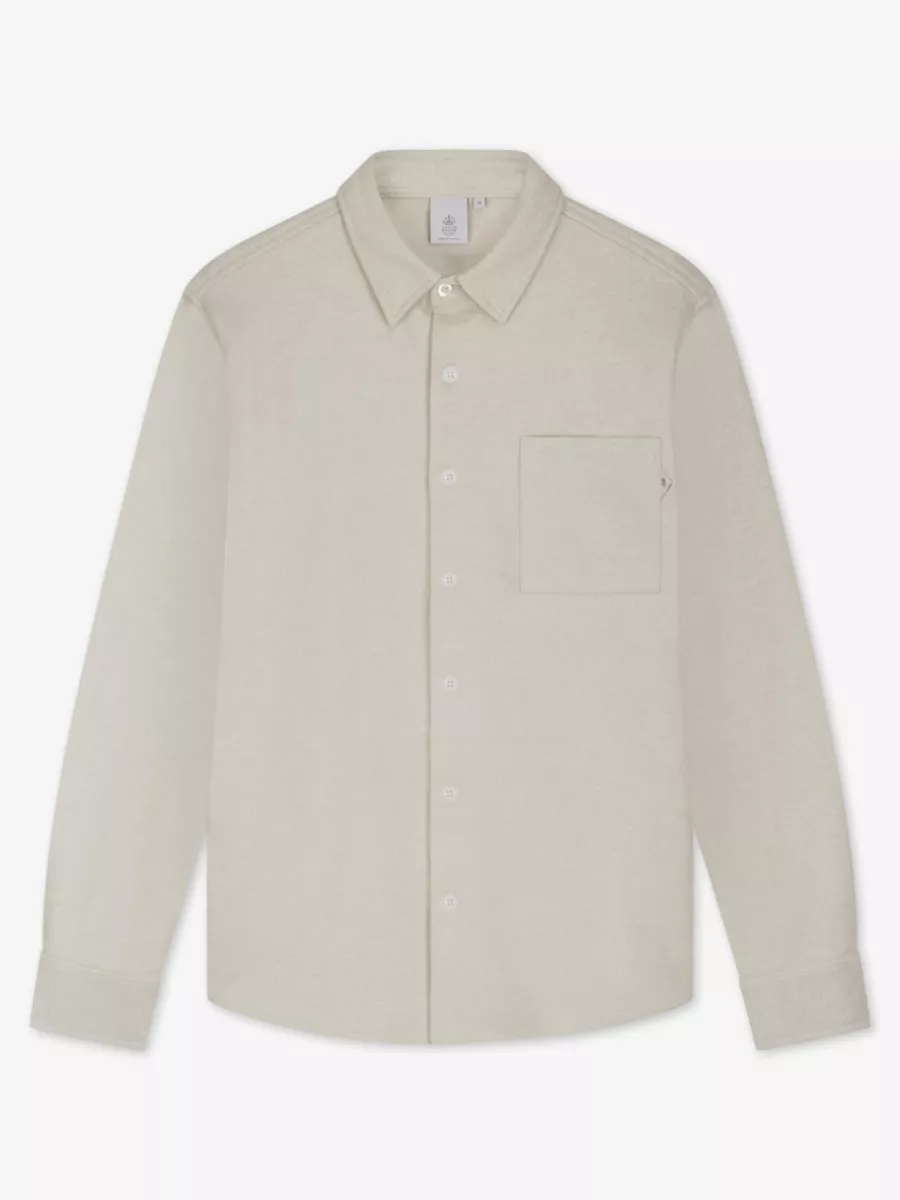 Law of the Sea-Troy soft herringbone shirt-10269-808 sand-ZAND