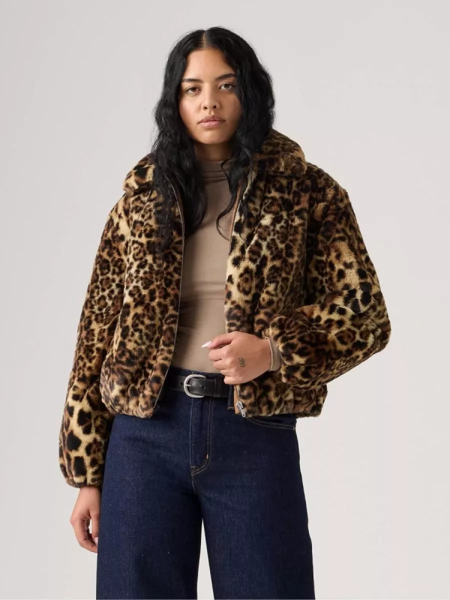 LEVI STRAUSS-Elle Sherpa Leopard Jacket-0050B-0000-BRUIN COMBINATIES