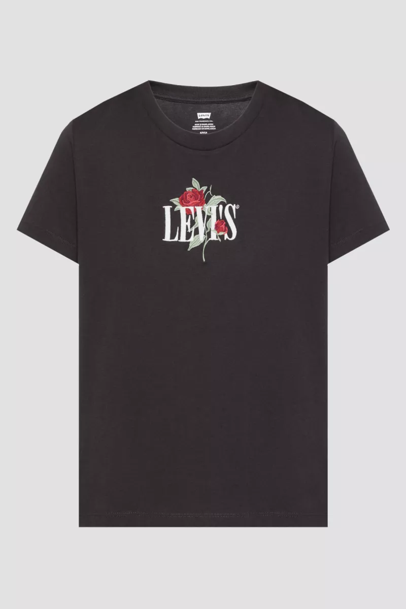 LEVI STRAUSS-Graphic Boxy T-shirt Single Rose-A8804-0066-ZWART