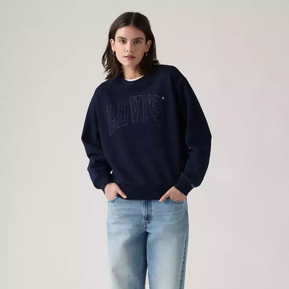 LEVI STRAUSS-Graphic Heritage Crew Levis Raw Edge-A7288-0086-NAVY