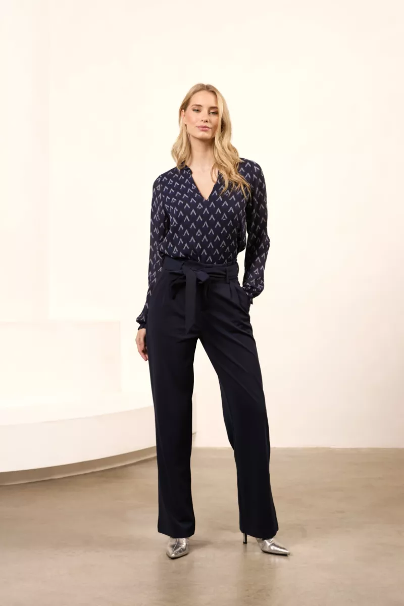LOFTY MANNER-Audrey-QJ201 - Trouser Audrey-414 Navy Blue-NAVY