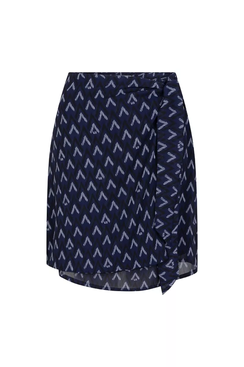 LOFTY MANNER-Carol-QJ31 - Skirt Carol-823 Zigzag Print-BLAUW COMBINATIE