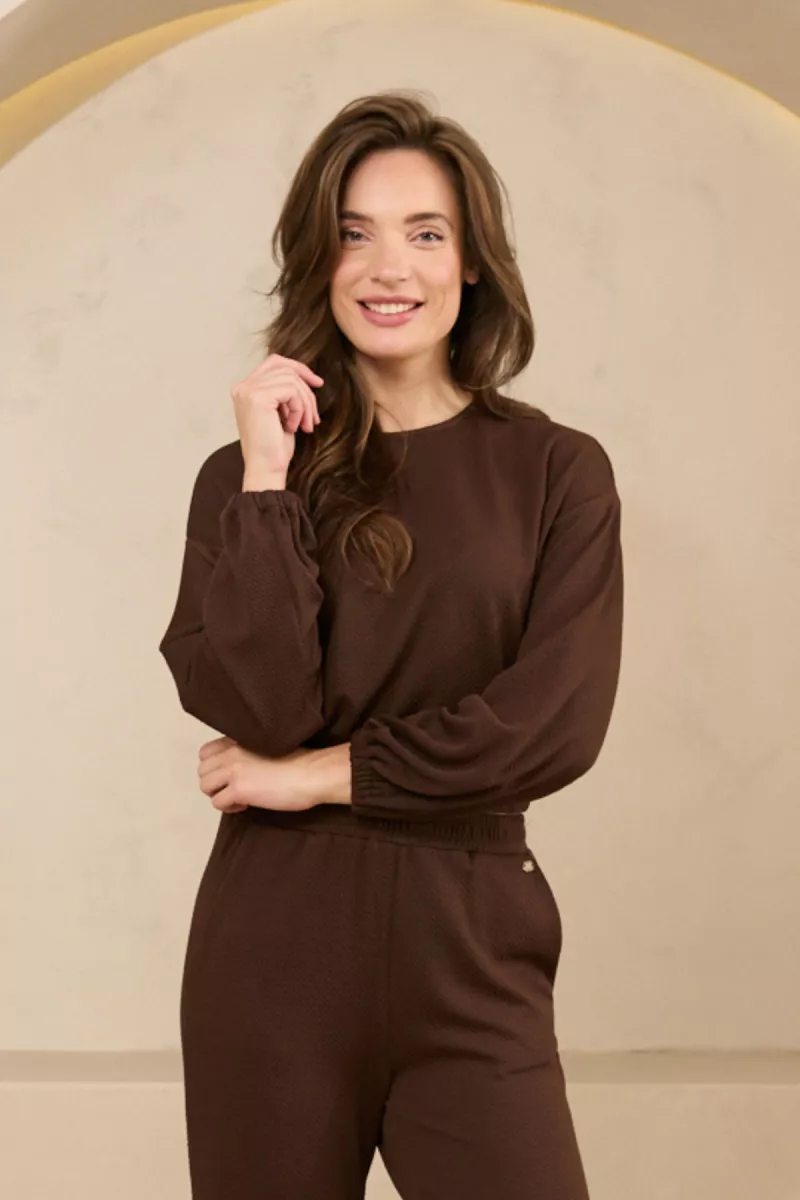 LOFTY MANNER-Shirt LM-QH03 - Top Amala-212 dark brown-DONKER BRUIN