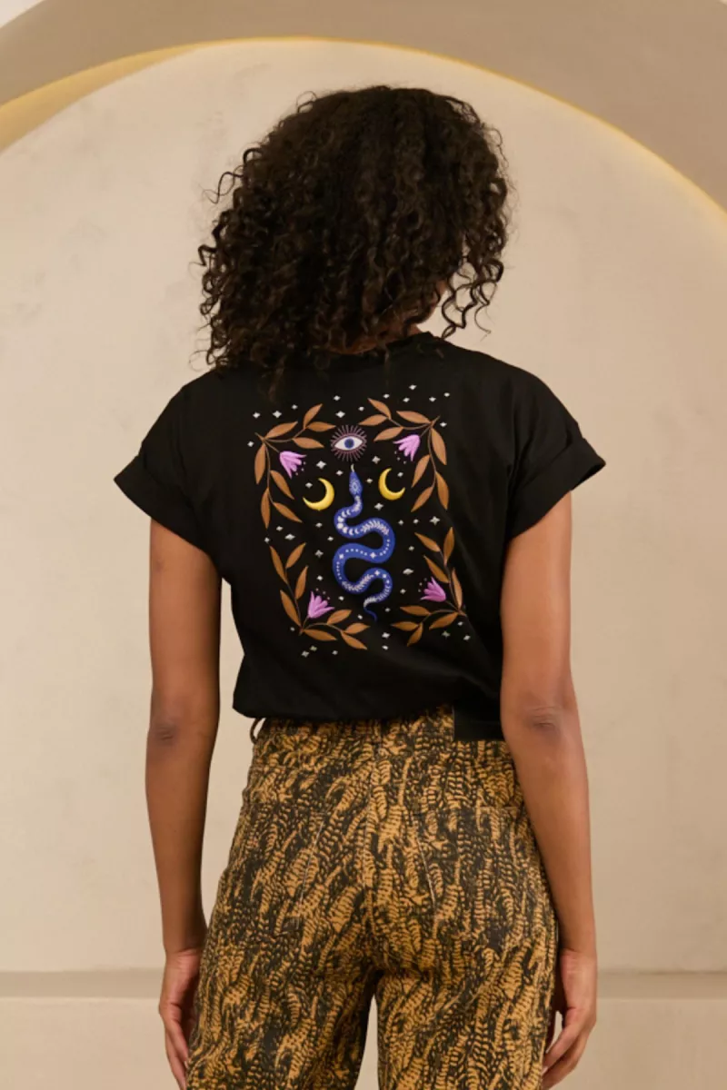 LOFTY MANNER-T-shirt monika-QI09-600 black-ZWART