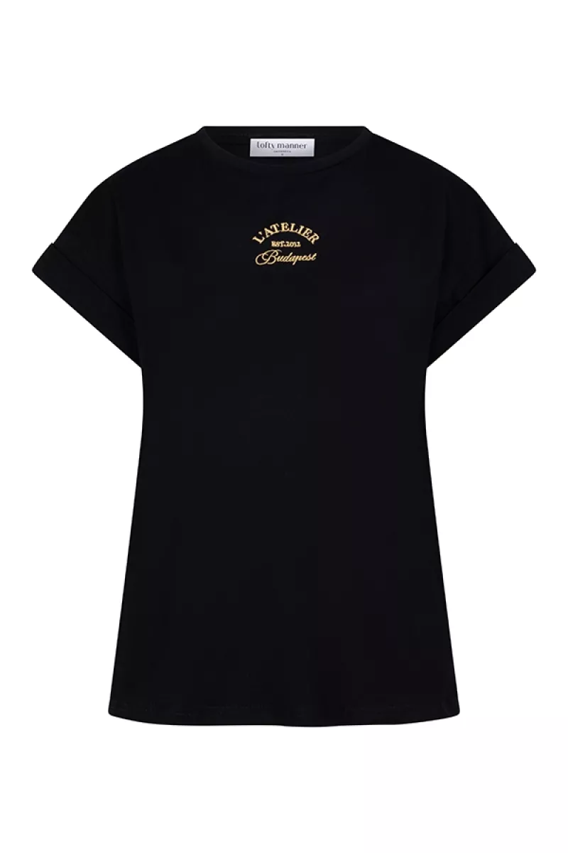 LOFTY MANNER-T-shirt monika-QI09-600 black-ZWART