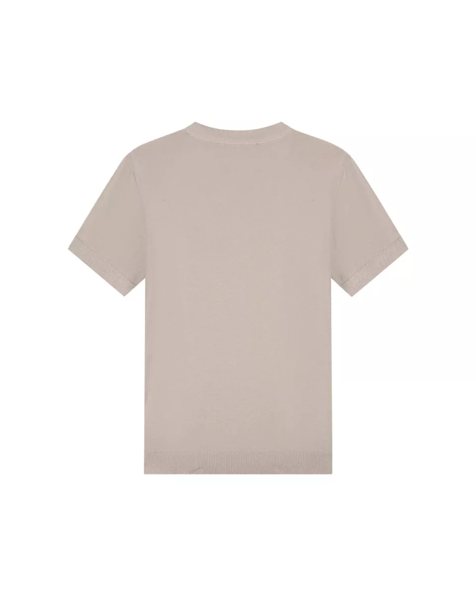 MALELIONS-Malelions men knitted t-shirt-MM2-AW25-28-099 Sand-ZAND