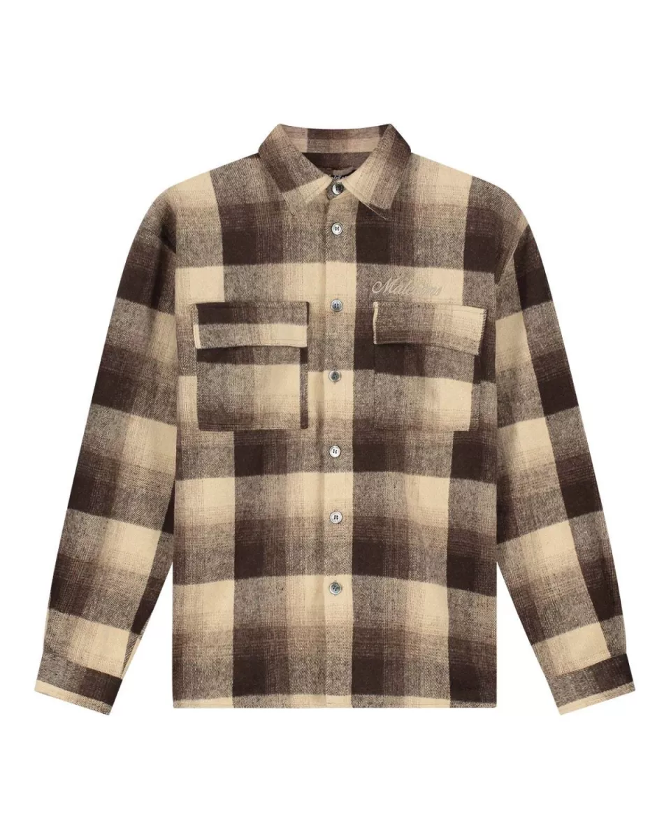 MALELIONS-Malelions men monaco flannel-MM2-AW25-29-099 Sand-ZAND