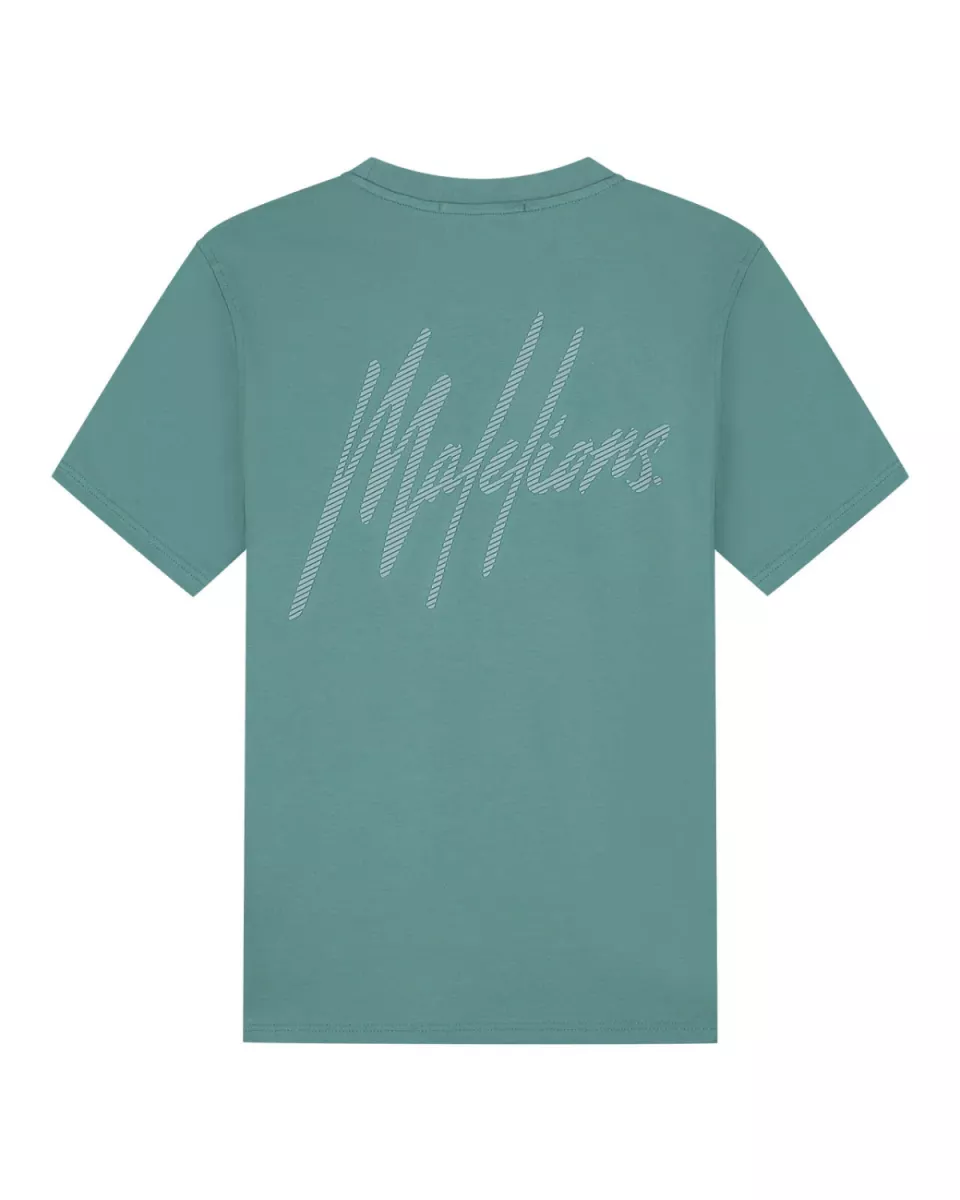MALELIONS-malelions men striped signature t-shirt-MM1-AW25-03-400 Green-GROEN