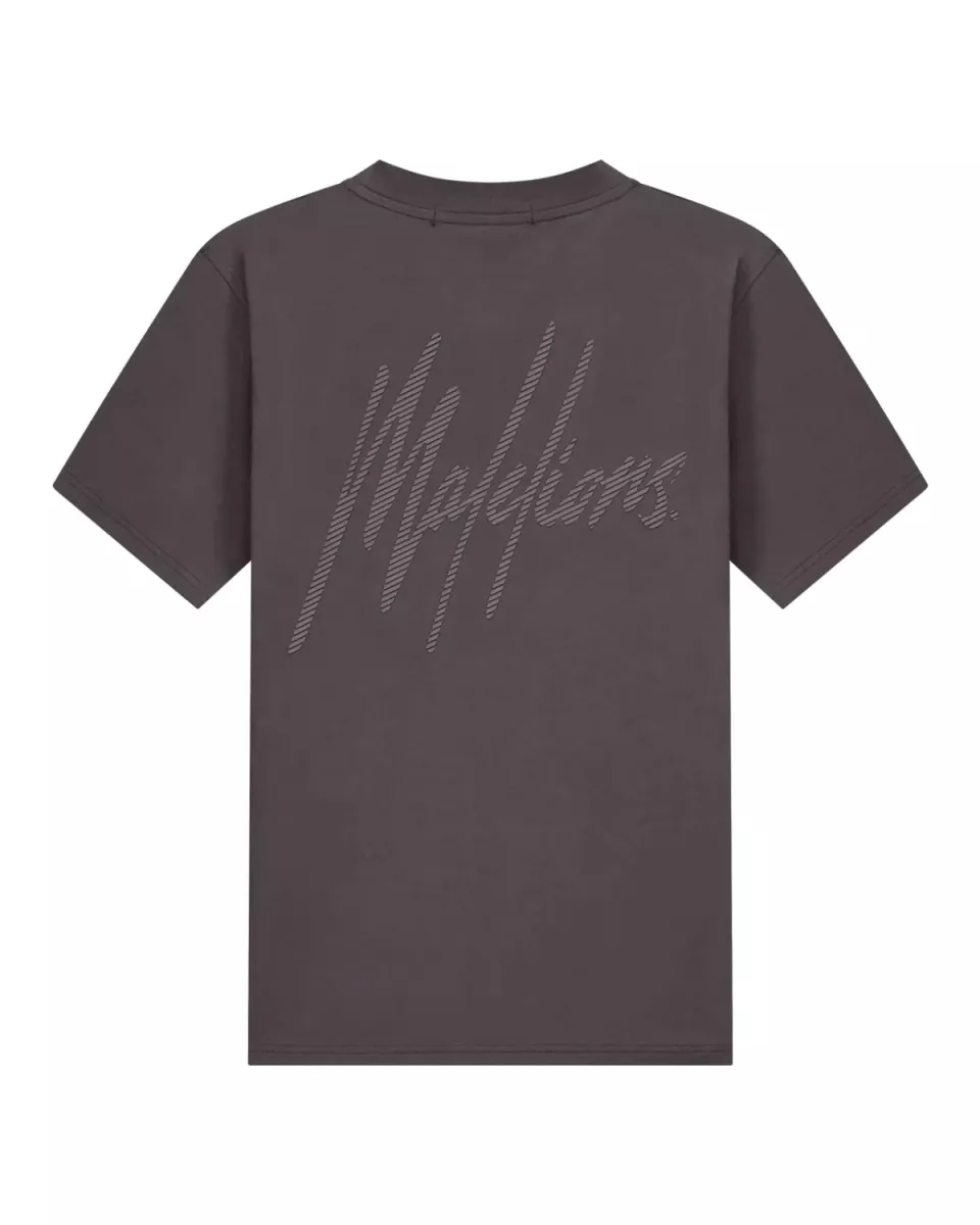 MALELIONS-malelions men striped signature t-shirt-MM1-AW25-03-696 Mulch brown-BRUIN