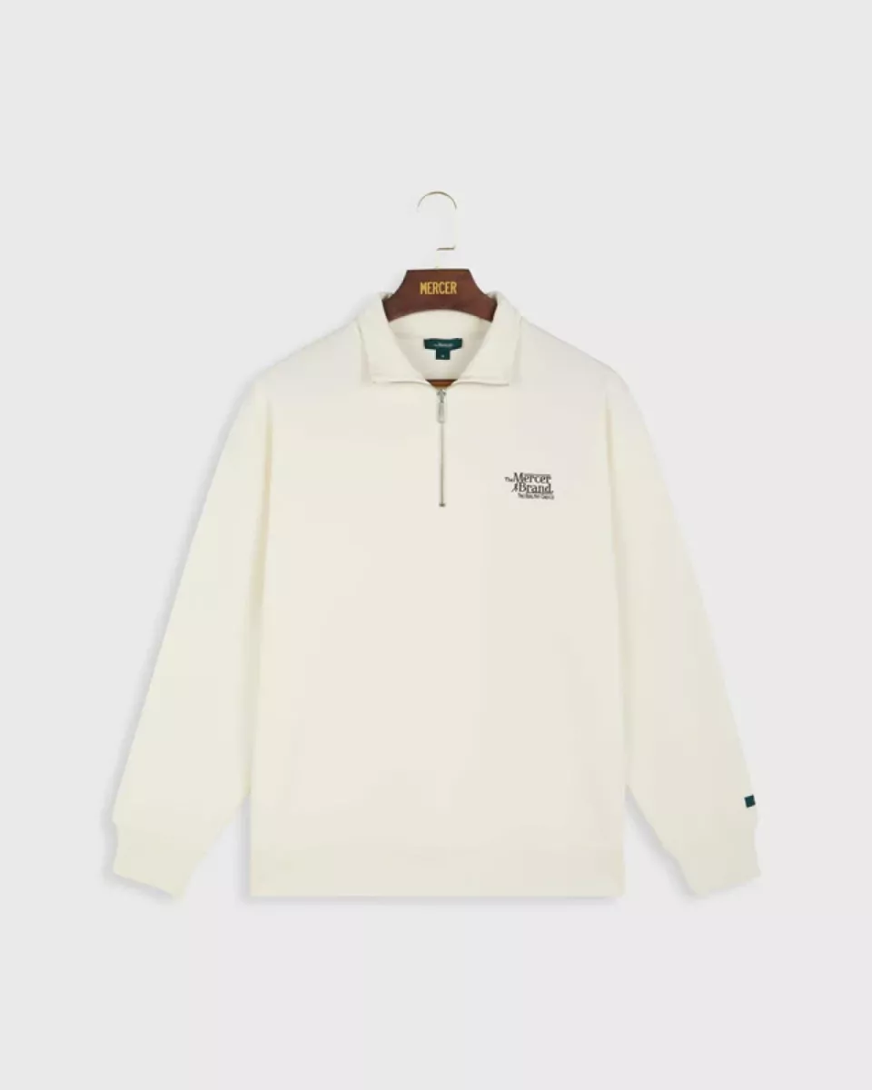 Mercer Amsterdam-The mercer quarter zip contrast-MEAP253010-102 Off White-ZAND