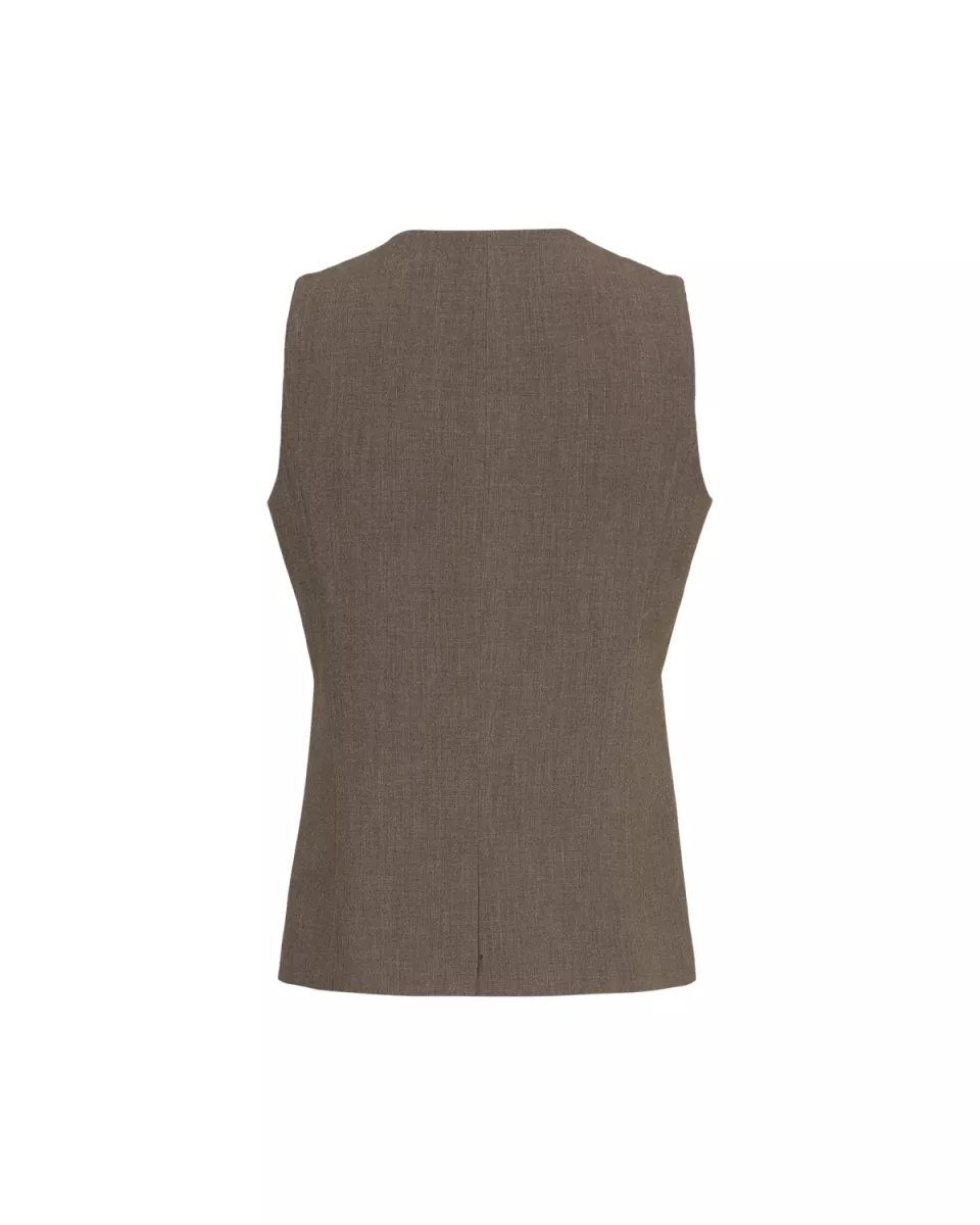 MOSS COPENHAGEN-Rosina Michelle Waistcoat-19231-Slate Black Melange-TAUPE