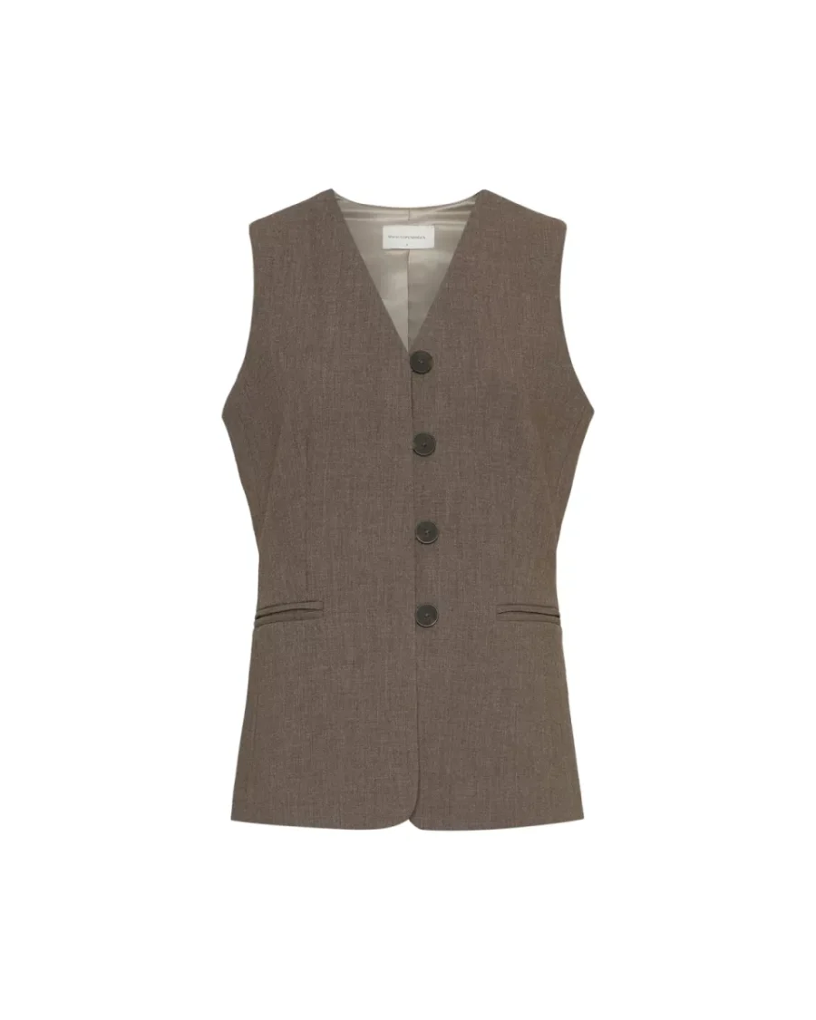 MOSS COPENHAGEN-Rosina Michelle Waistcoat-19231-Slate Black Melange-TAUPE
