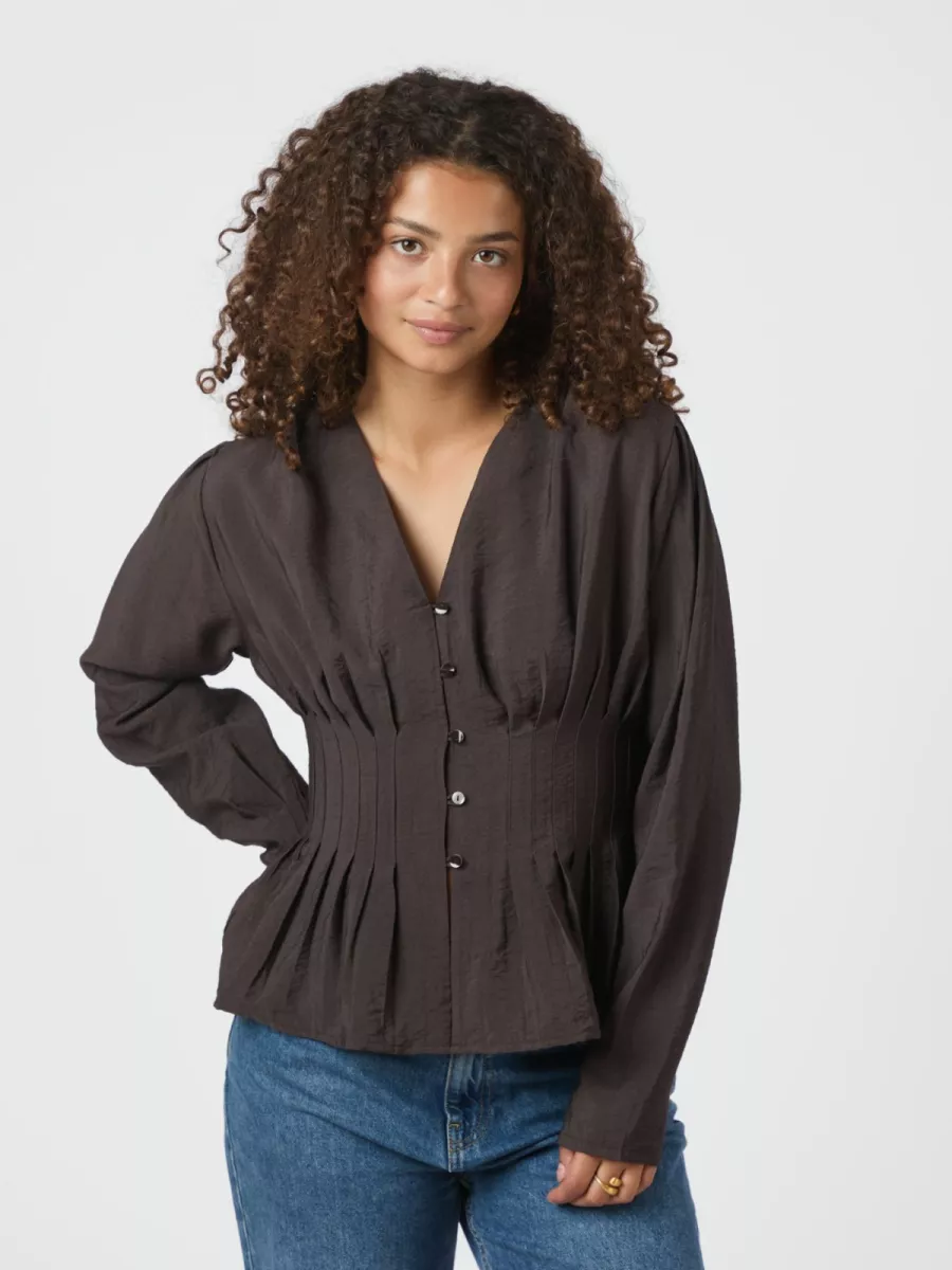 Neo Noir-Alsie Blouse-166655-676 Dark Brown-DONKER BRUIN