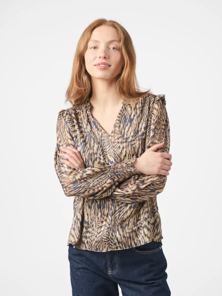 Neo Noir-Davina Pattern Blouse-166259-543 Camel-CAMEL