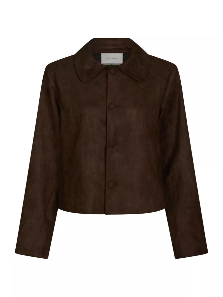 Neo Noir-Nilo Faux Suede Jacket-165954-676 Dark Brown-DONKER BRUIN