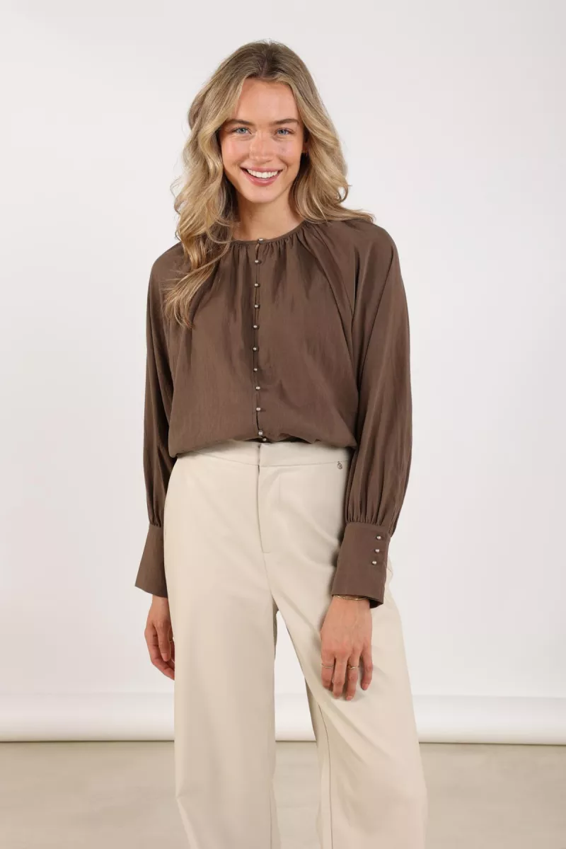 NUKUS-Blouse LM-NKF02014-65 Fango-BRUIN