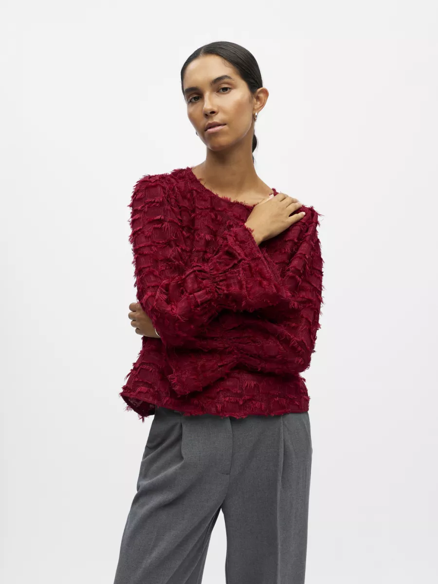 OBJECT-OBJDARIA RE L/S O-NECK TOP 140-23047328-Kalandra Red-ROOD