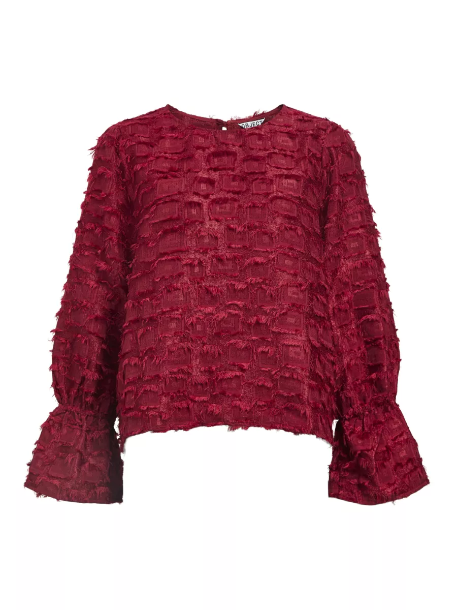 OBJECT-OBJDARIA RE L/S O-NECK TOP 140-23047328-Kalandra Red-ROOD