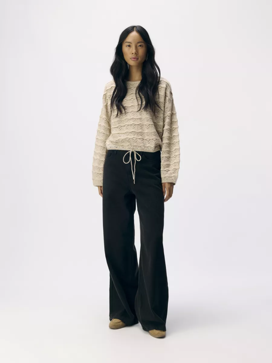 OBJECT-OBJKRISTEL KNIT RE L/S PULLOVER CC3-23047015-Sandshell-ZAND