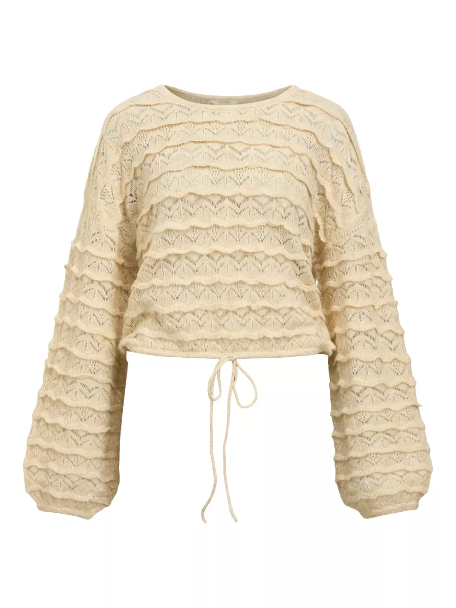OBJECT-OBJKRISTEL KNIT RE L/S PULLOVER CC3-23047015-Sandshell-ZAND