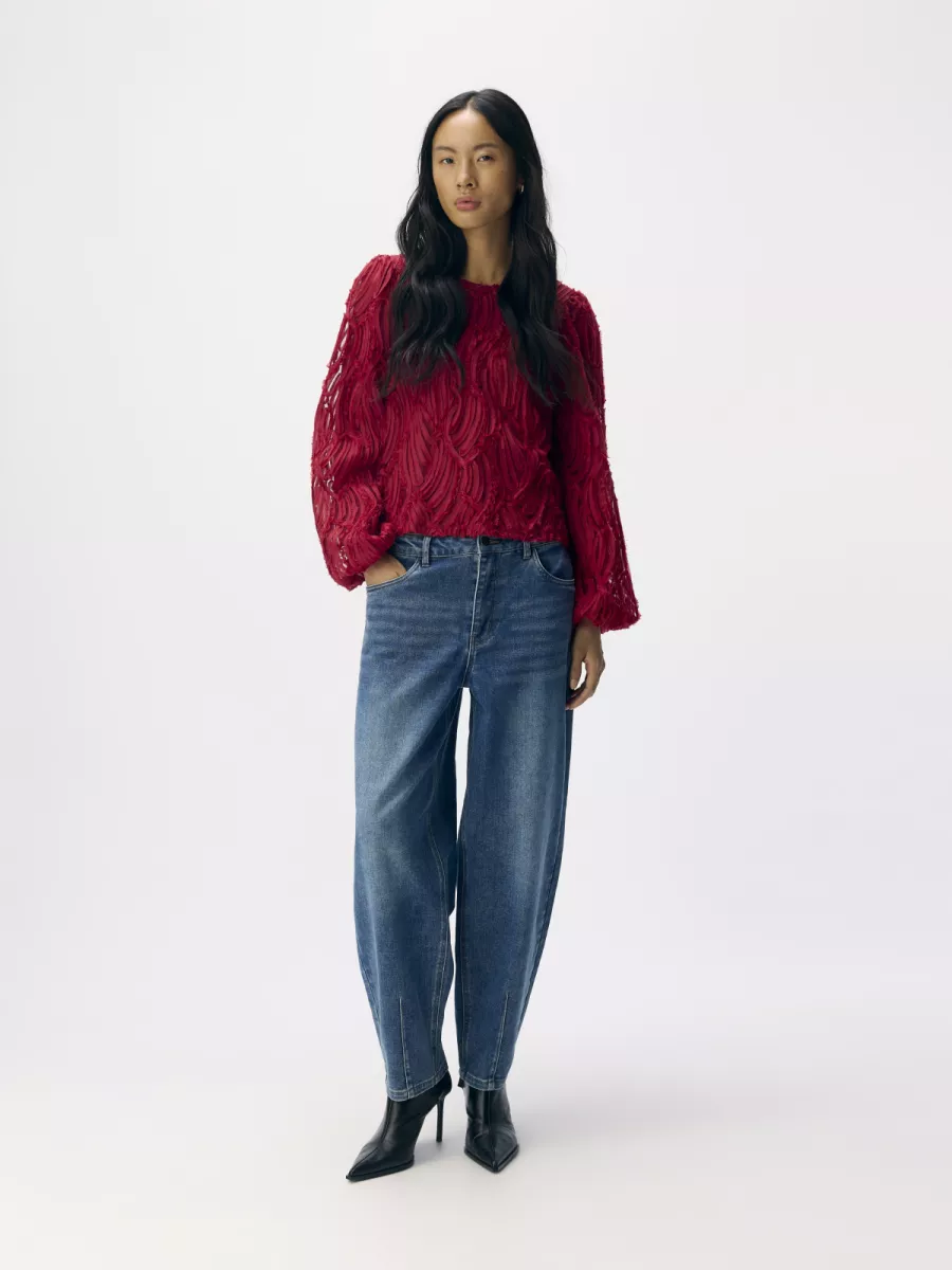 OBJECT-OBJLUCIE L/S RE O-NECK TOP NOOS-23047624-Karanda Red-ROOD