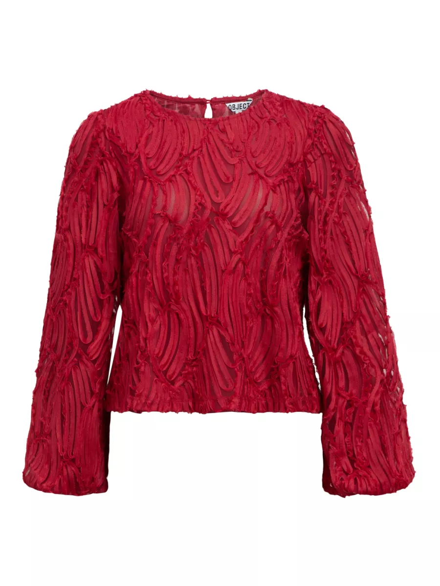 OBJECT-OBJLUCIE L/S RE O-NECK TOP NOOS-23047624-Karanda Red-ROOD