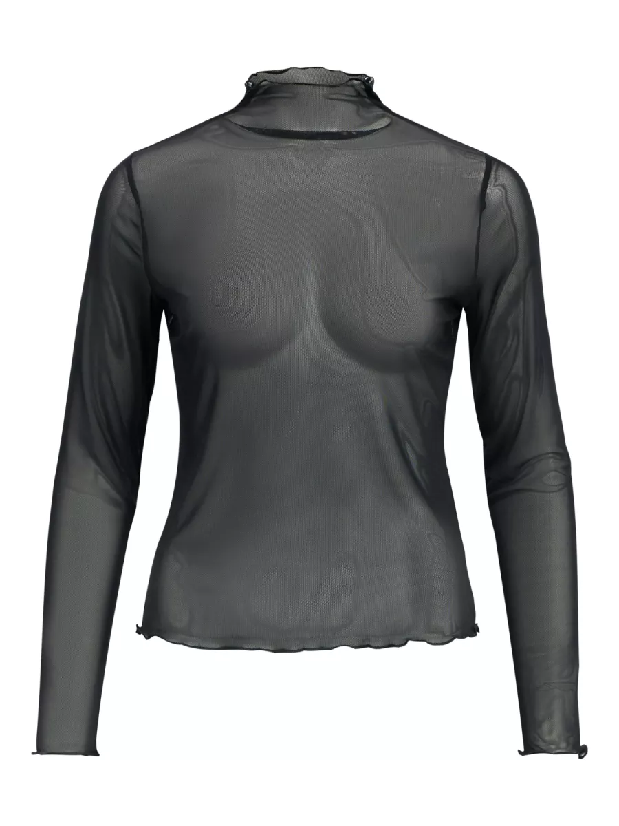 OBJECT-OBJNELA LS O-NECK MESH TOP REP-23046001--BLACK