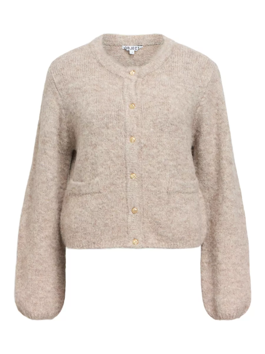 OBJECT-OBJSAGGIA RE L/S KNIT CARDIGAN NOOS-23046886-Humus-ZAND