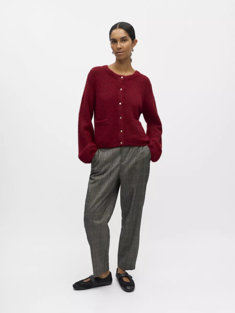 OBJECT-OBJSAGGIA RE L/S KNIT CARDIGAN NOOS-23046886-Karanda Red-ROOD