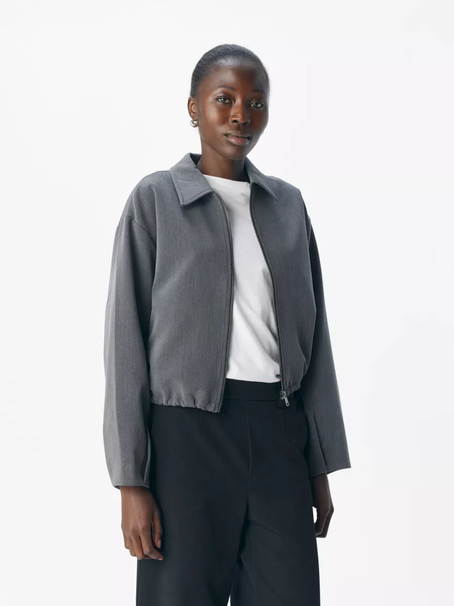 OBJECT-OBJSIGRID RE LO BOMBER NOOS-23047087-Medium Grey Melange-GRIJS MELEE