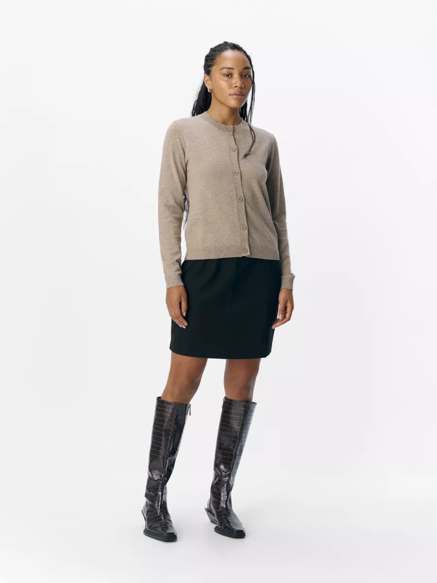 OBJECT-OBJTHESS L/S SHORT CARDIGAN NOOS-23043508-Desert Taupe-TAUPE