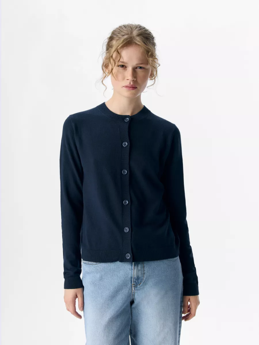OBJECT-OBJTHESS L/S SHORT CARDIGAN NOOS-23043508-Sky Captain-MARINE