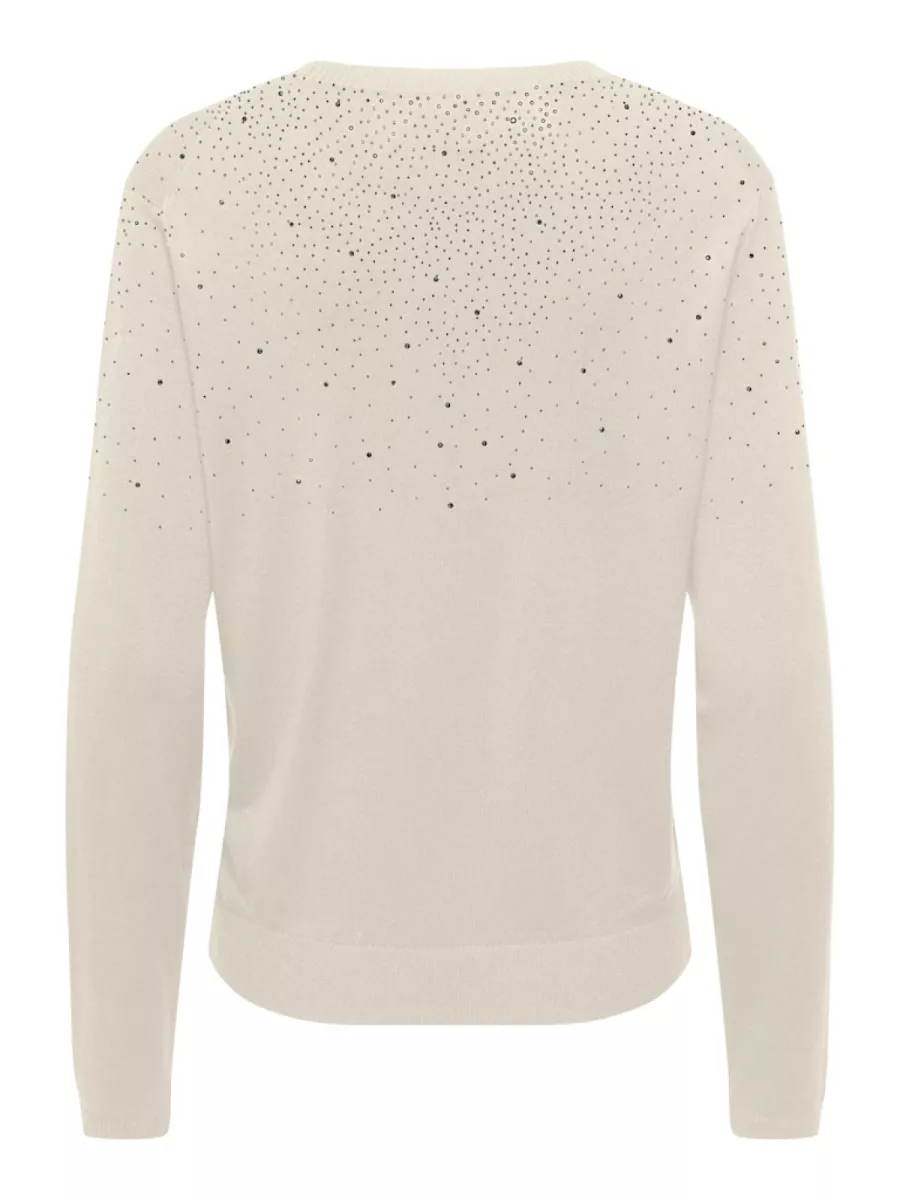 ONLY-ONLANABELLA LS BLING O-NECK KNT-15355228-Birch-CREME