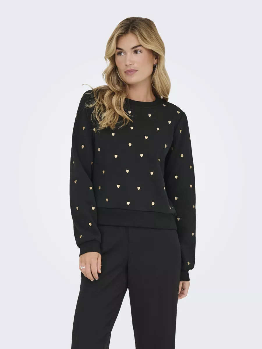 ONLY-ONLATIKA L/S O-NECK GLITTER EMB. BO-15355802-Black-BLACK