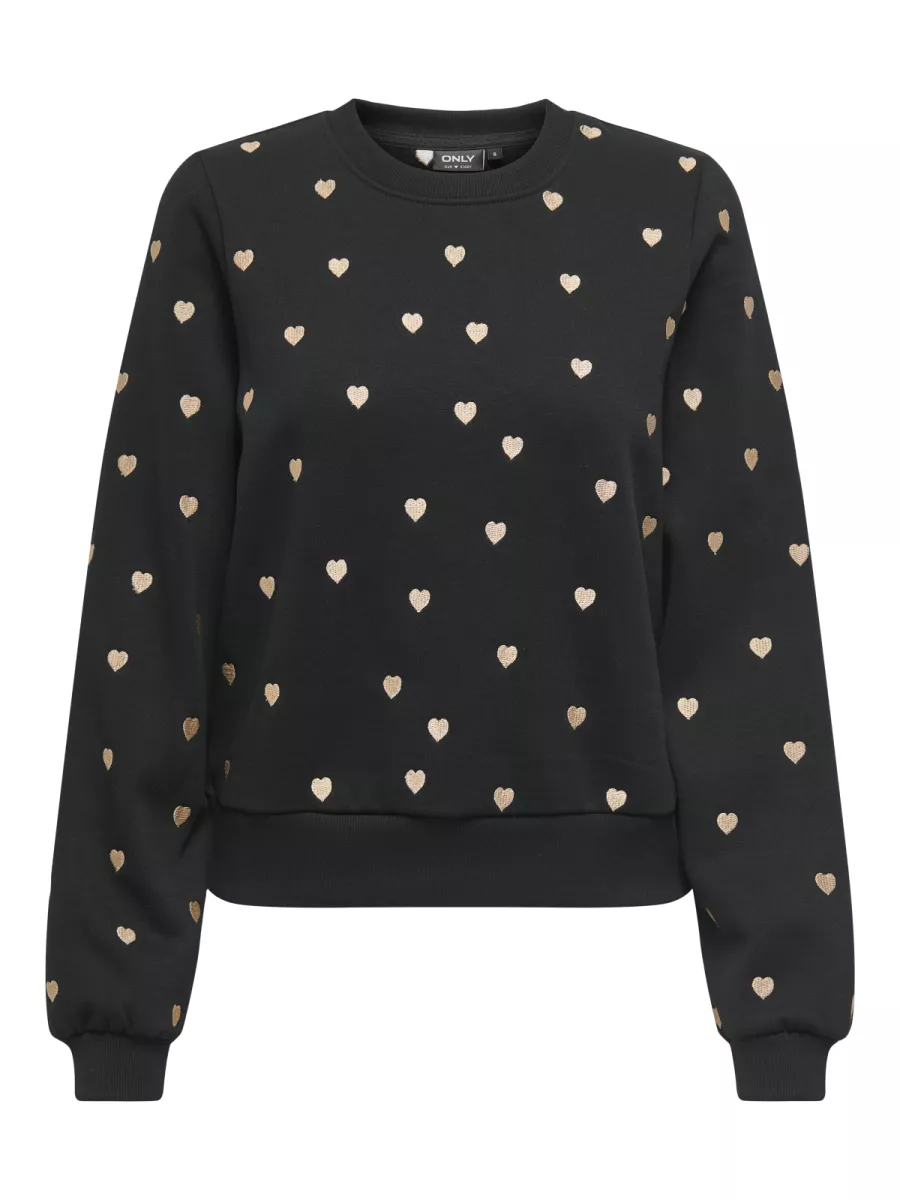 ONLY-ONLATIKA L/S O-NECK GLITTER EMB. BO-15355802-Black-BLACK
