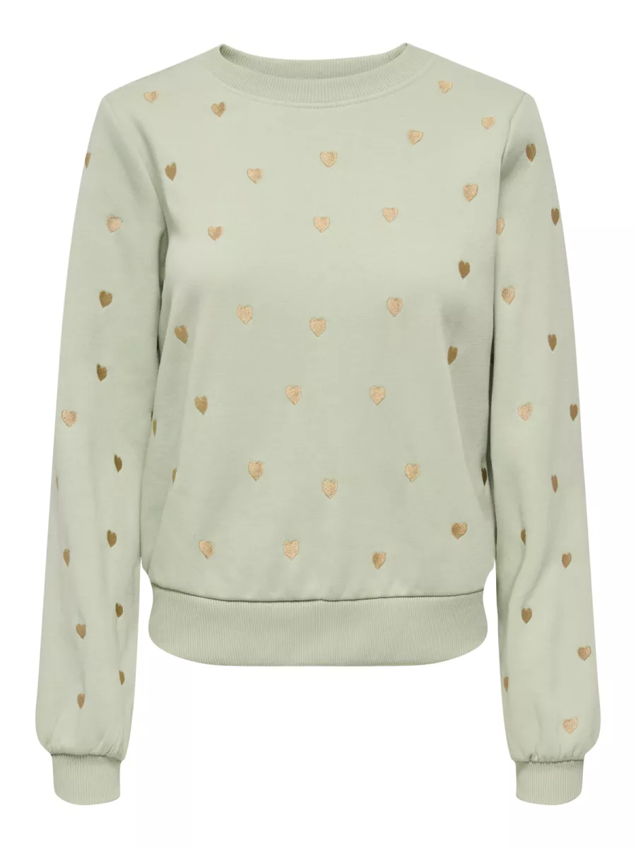 ONLY-ONLATIKA L/S O-NECK GLITTER EMB. BO-15355802-Desert Sage-GROEN
