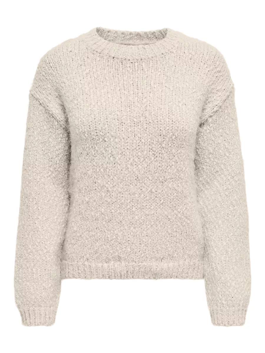 ONLY-ONLBEA LS O-NECK CC KNT-15350813-Pumice Stone-STONE