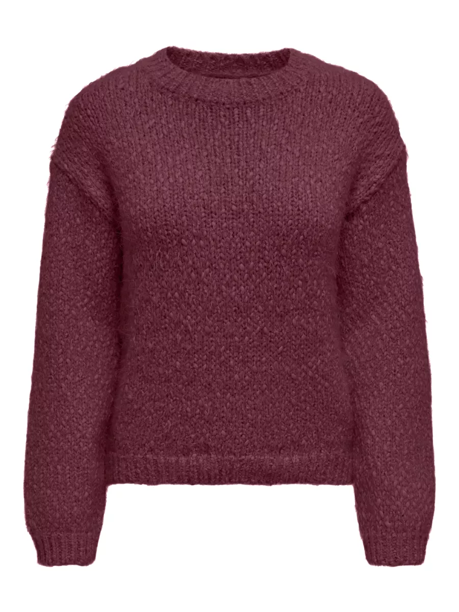 ONLY-ONLBEA LS O-NECK CC KNT-15350813-Zinfandel-DONKER ROOD