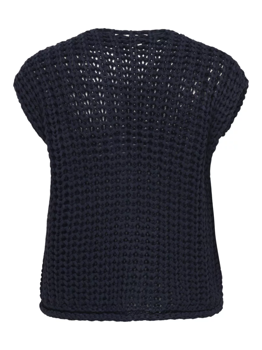 ONLY-ONLCHLOE SS RIB BUTTON VEST KNT-15352208-Sky Captain-NAVY
