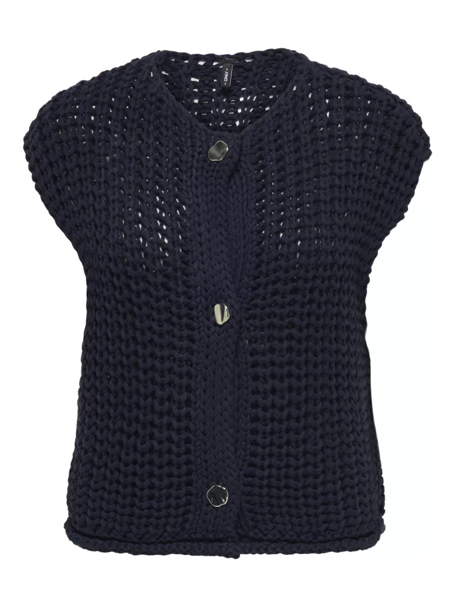 ONLY-ONLCHLOE SS RIB BUTTON VEST KNT-15352208-Sky Captain-NAVY