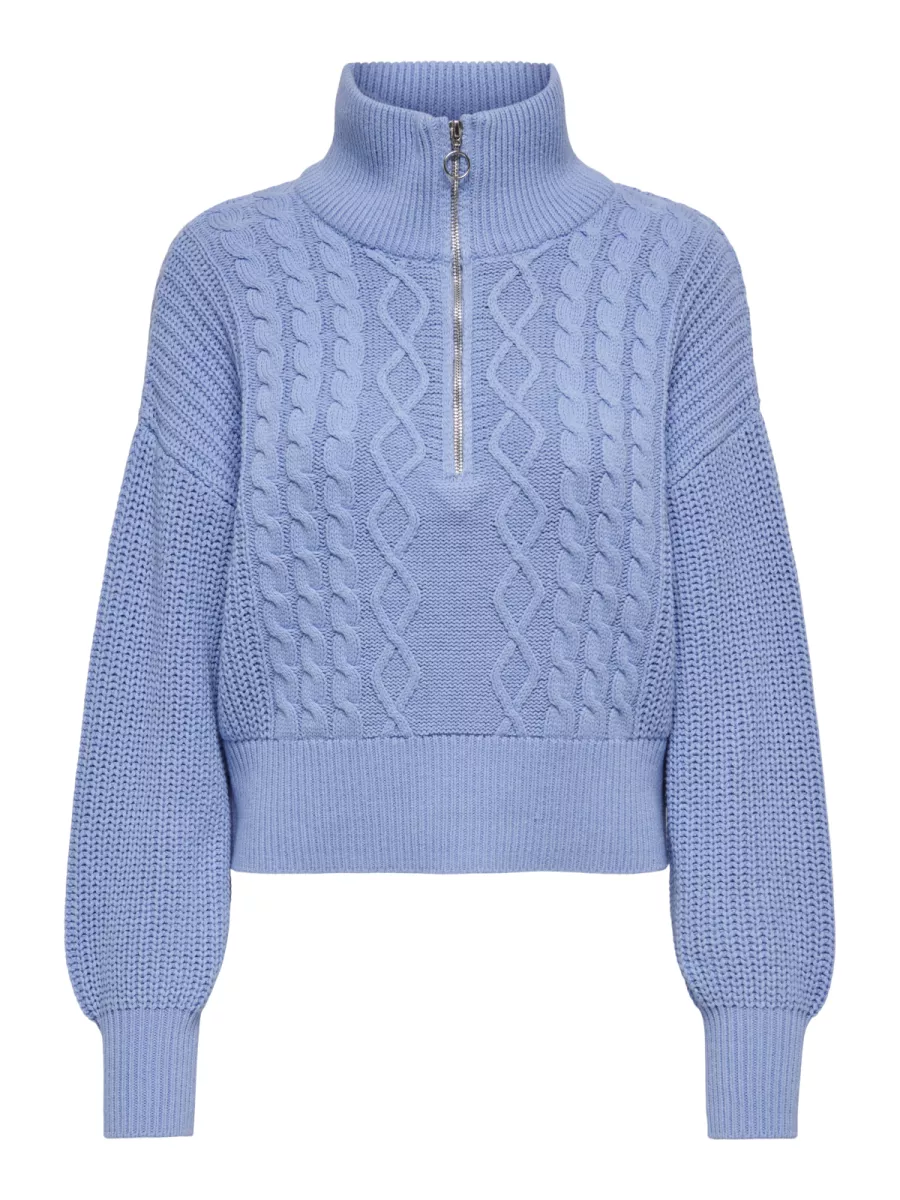 ONLY-ONLDORITTA LS CABLE ZIP HIGH NECK K-15306911-Grapemist-GRIJS