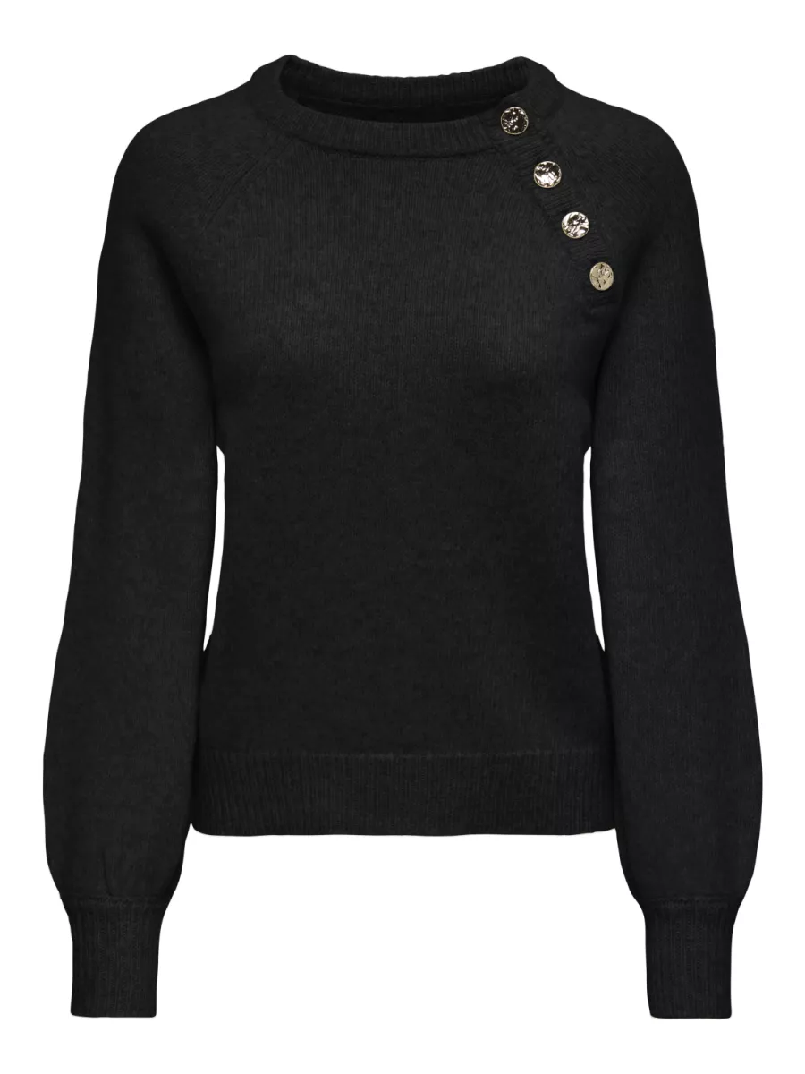 ONLY-ONLEMMA LIFE LS BUTTON ONECK KNT NO-15302253-Black-BLACK