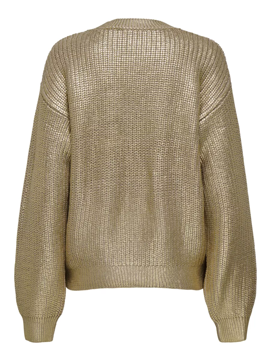 ONLY-ONLKAMA LS FOIL RIB PULLOVER KNT-15352105-Humus-GOUD