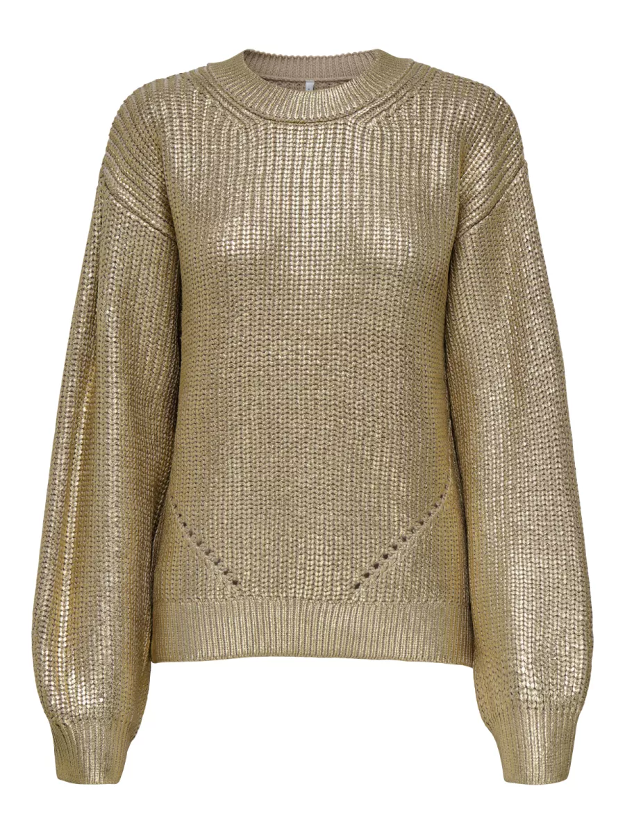 ONLY-ONLKAMA LS FOIL RIB PULLOVER KNT-15352105-Humus-GOUD