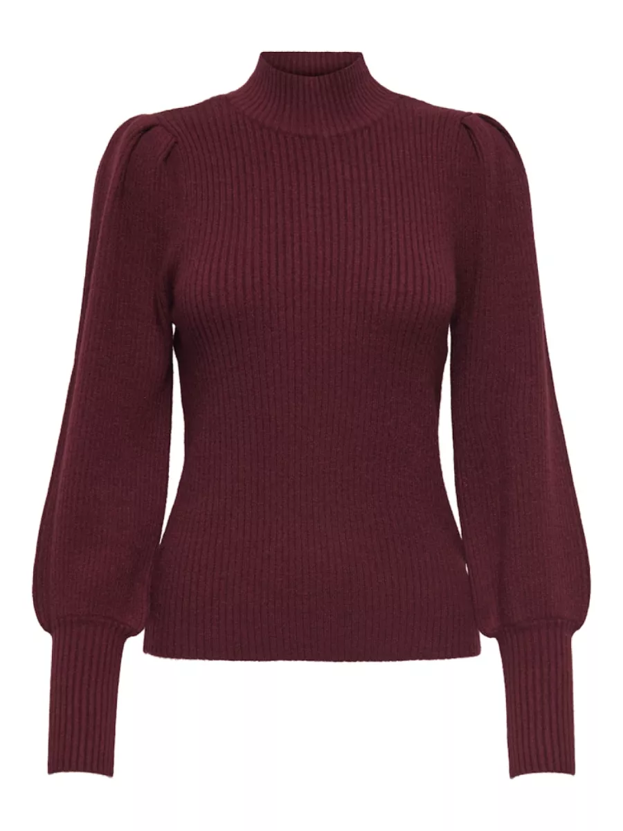 ONLY-ONLKATIA L/S HIGHNECK PULLOVER KNT-15232494-Cabarnet-BORDEAUX