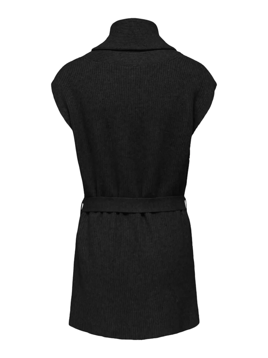 ONLY-ONLKATIA SL RIB LONG VEST CC KNT-15350690-Black-BLACK